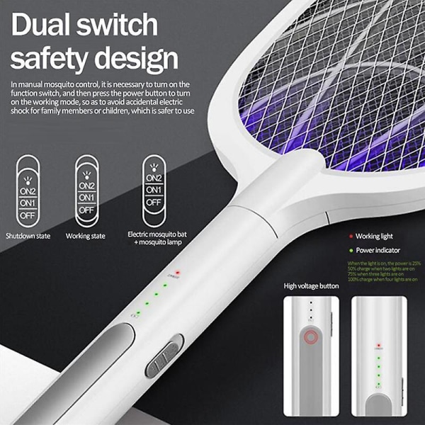 Xiaomi Hyttysentappaja 2 in 1 Hyttysentappaja UV-lampulla USB 1200mAh Latautuva Hyttysentappajamaila Koti Laadukas Uni Työkalu