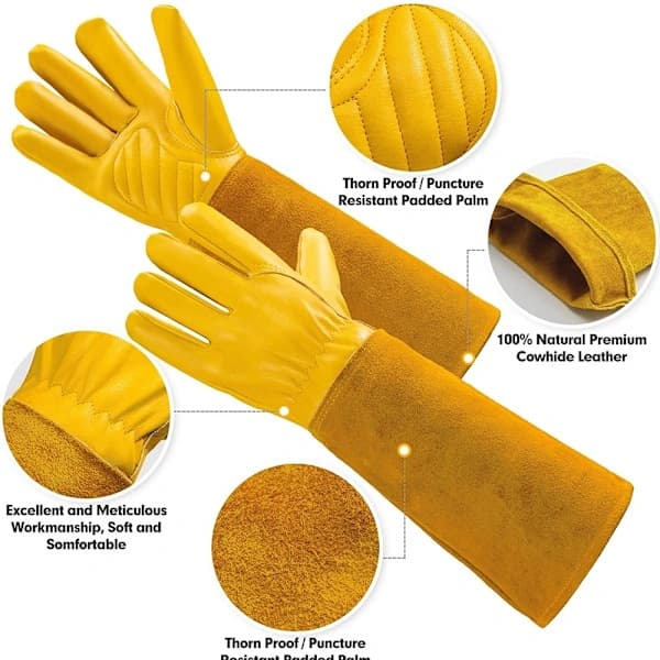 Ett par långa trädgårdshandskar - brun, L