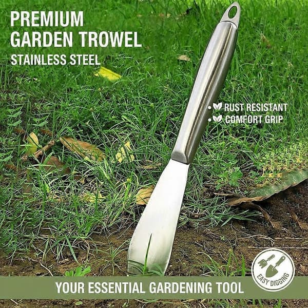 Trädgårdsspade i rostfritt stål - 27 cm kraftig handspade för plantering Sharp shovel