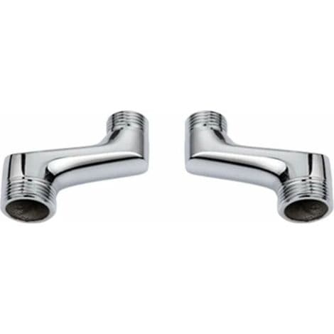 Excentrisk fitting til bade- og bruserblander. Messing albuefitting. Justerbar svingarm. Excentrisk fitting 1/2\" til 3/4\". Excentrisk toiletfitting.