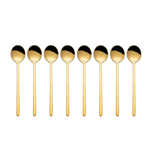 8 stk. espressoskeer, 18/10 rustfrit stål guldskeer 5,1 tommer