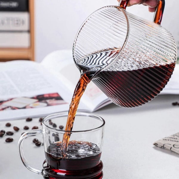 Håndbrygget Kaffeserver Vertikale Striper Glass Kaffekanne Varmebestandig V60 Drypp Kaffe Deling Kanne