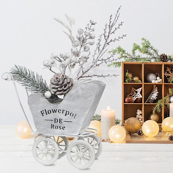 Trähusbil Blomkruka Hantverk Dekorationer Jul Dekorationer Simulering Frukt Blomsterarrangemang Behållare