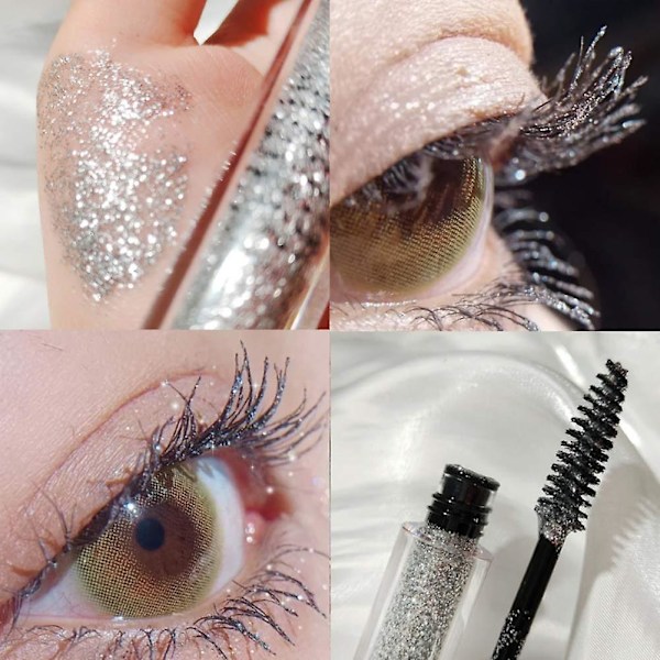 Glitter Mascara Diamond Glitter Mascara, 4D Glitter Vanntett Øyevippe Mascara for Kvinner, Langvarig Fortykkende Forlengelse