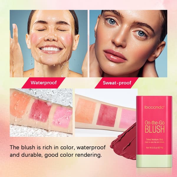 Kremblush, solid kremblush, highlighter, bærbar konturblush-stift, lysner basissminke 2#hot red