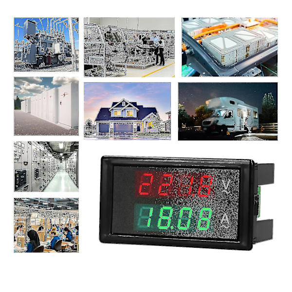 AC 80-300V 100A Digital Voltmeter Ammeter Amperage Tester Måler Grønn Rød LED Amp Dobbel Skjerm AC Panel Strømmåler Tester Med Strømtransformator