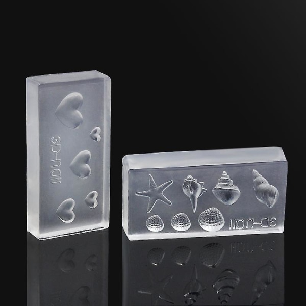 6 stk Fashion Holdbar 3d Silica Gel Form til Nail Art Diy dekoration