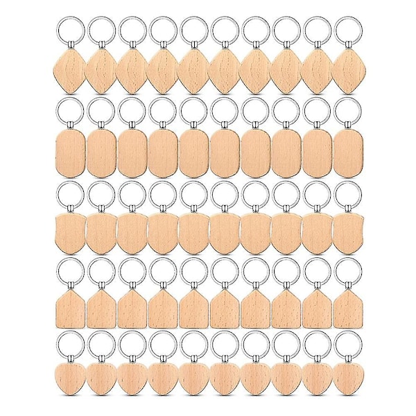 50 stk Træ Nøglering Blanke Træ Nøglering Udførlige Træ Blanke Uafsluttede Træ Nøglering Tag Til