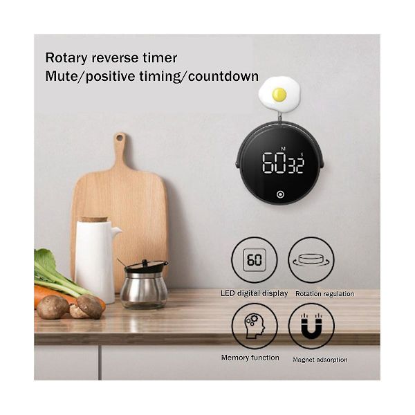 Magnetisk Kjøkken Timer LED Digital Timer Manuell Nedtelling Timer Alarmklokke Matlaging Dusj Studie Fi