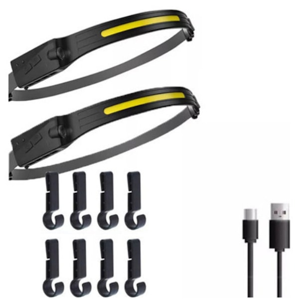 2xLED Hodelykt Oppladbar USB Jogging Hodelykt, LED Hodelykt