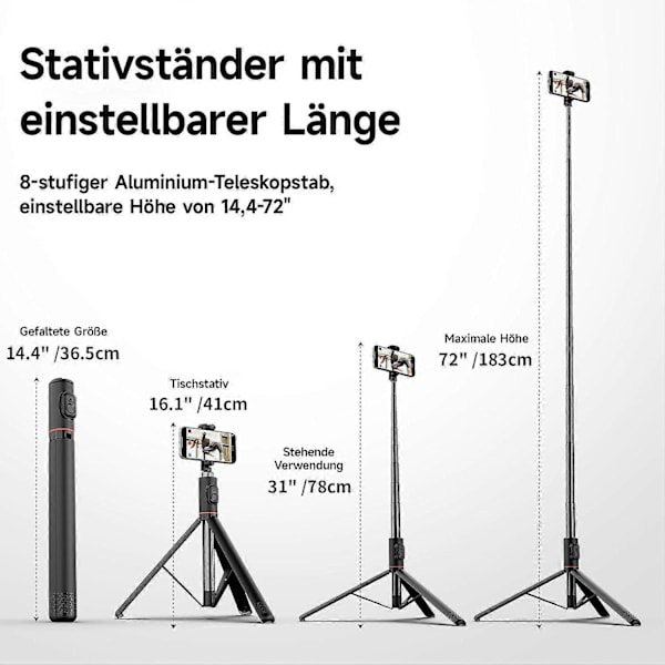 Selfie stick Bluetooth selfie stick tripod hoved Bluetooth fjernbetjening bærbar kompakt