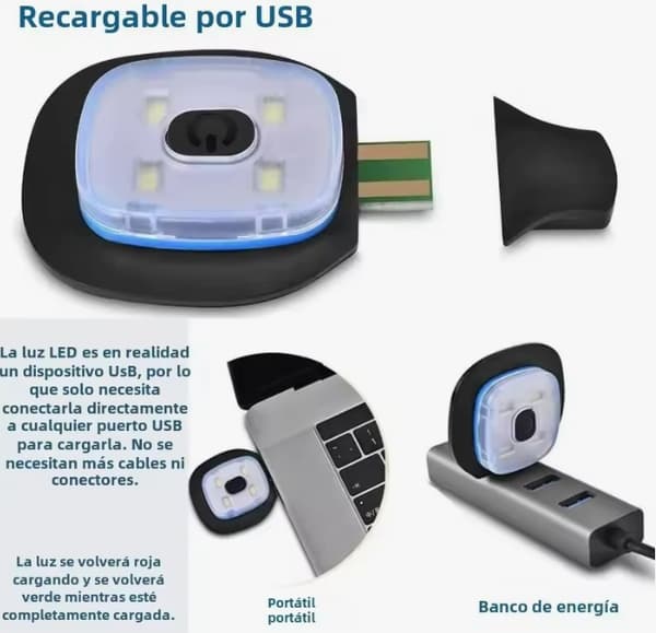Unisex USB Genopladelig Lysende LED Vinterhue Varmt Hue med Forlygte til Nat og Efterår Hætte Indvendig Lys Grey