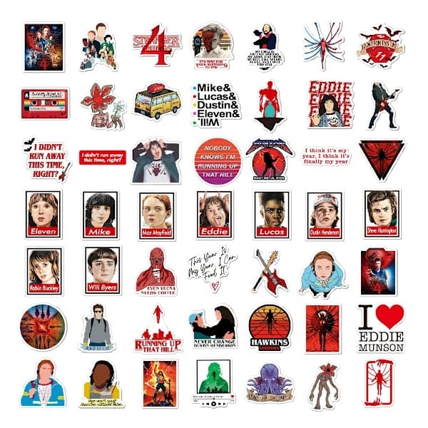 100 kappaletta amerikkalaisia TV-sarjoja Stranger Things hauskoja tarroja
