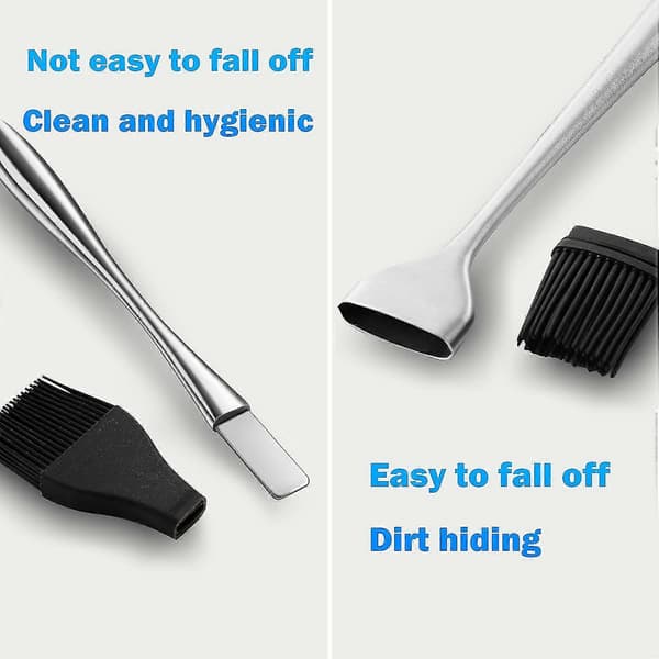 2-pack Silikon BBQ Borste, Rostfri Borste med Silikonborst, 30 cm (11,8\")
