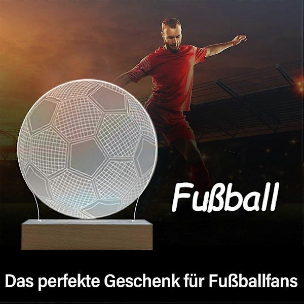 Natlampe LED sengelampe fodbold 3D natlampe med lampefod til børneværelsesindretning