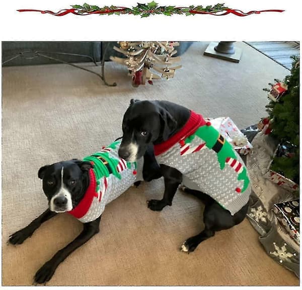 Pullovere til hunde, vintertrøje til hunde, trøje med julemotiv - strikket vinterfrakke - kæledyr (2xl) A
