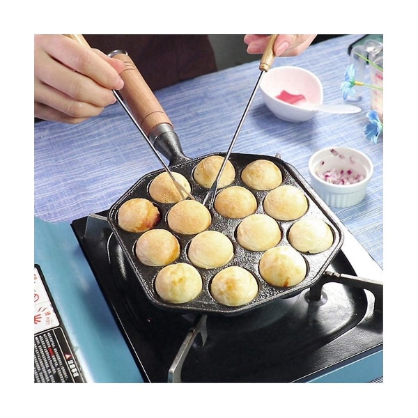 Takoyaki Bakpanna 14 håligheter Multifunktionell grillplatta Non-stick Handhållna matlagningsverktyg Re