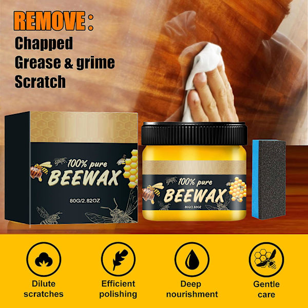 Trävax Beewax, Multifunktionell Bivax Möbelpolish Bivax För Golv Bordsstol Skåpvård, Anti-sprickbildning