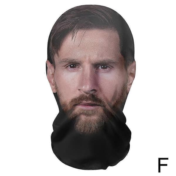 Ansigtspræstationsprank Fuld Ansigts 3D Maske, Balaclava Hue Messi/1pc