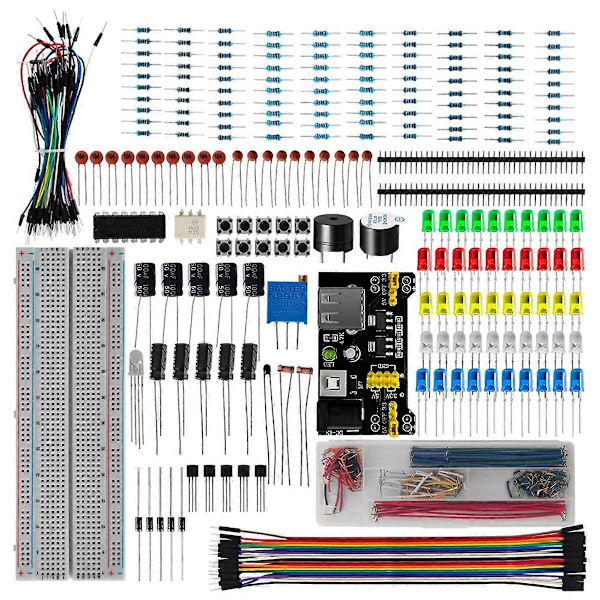 Kit för R3 DIY-projekt, R3 Elektronisk DIY-kit Elektronisk Komponentsats med Låda 830 Kopplingsplint