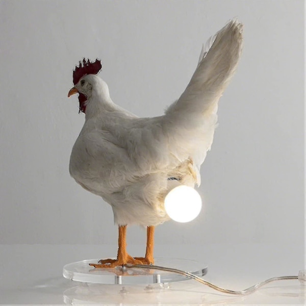Morsom Dekor Kylling Led Lampe Kylling Egg Nattlampe Taksidermi Egg Skrivebordslampe