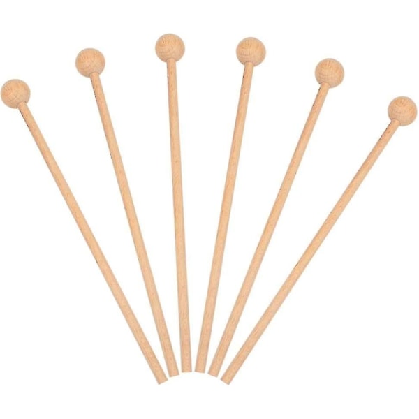 2023,6 stk Wood Mallets Percussion Sticks Perkusjonsklubber For Glockenspiel, energiklokke