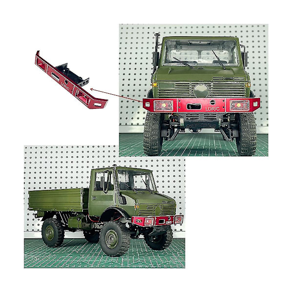 -p06 Metalinen etupuskuri akselipanssarin suojalla Ldrc -p06 P06 Unimog 1/12 RC-kuorma-autolle