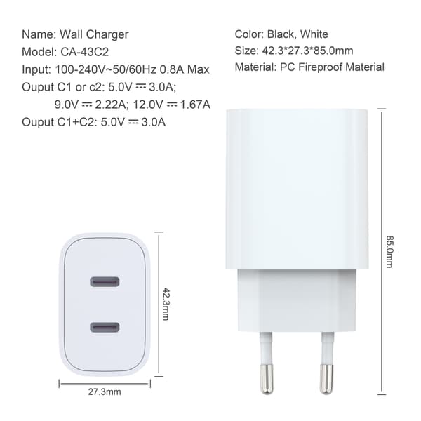 iPhone Oplader - Hurtiglader - Adapter + Kabel 20W USB-C Hvid 4-pak iPhone