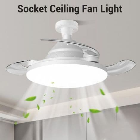 Loftventilator med dæmpbart LED-lys, 30W, 25cm diameter, usynlig, 3 blade, lydløs drift, fjernbetjening, 3 hastigheder, timer