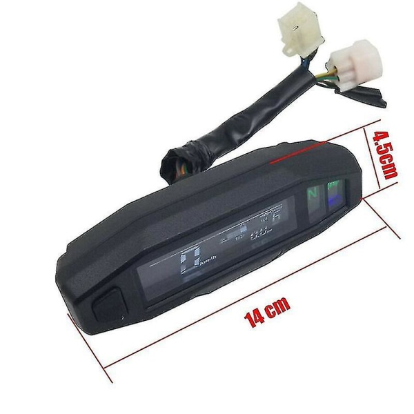 Lcd Digital Motorsykkel Multi Gauge Bar Speedometer Odo Tachometer Gea(wanan)