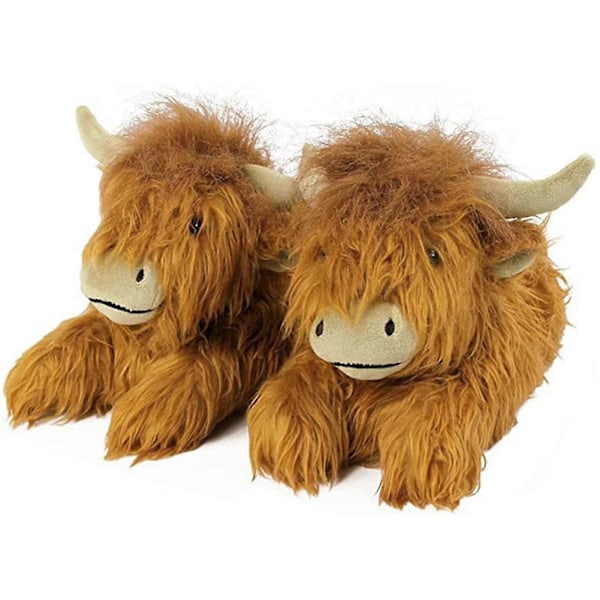 Plush Skotska Ko-Tofflor Mjuka Luddiga Inomhusskor För Vinter Inomhus Utomhus