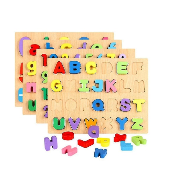1 Set Alfabet Pussel A till Z Alfabet Tidig inlärning Träblock Sticksågsleksak