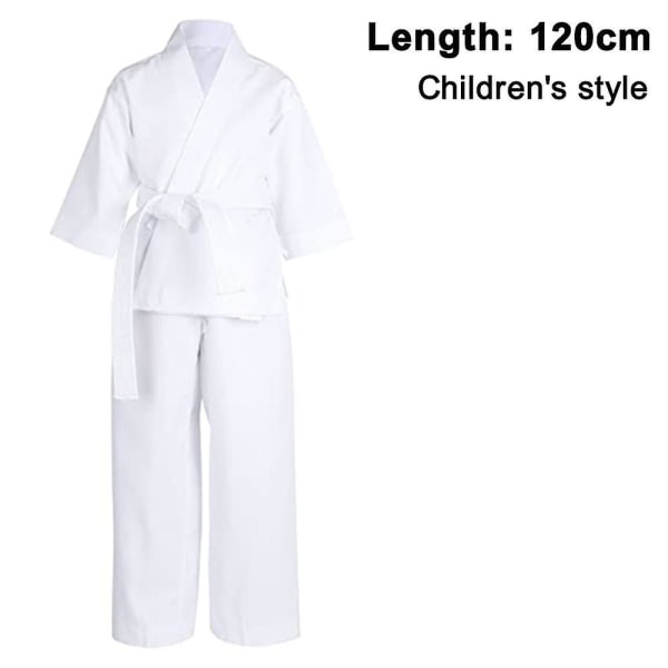 Karateuniform med gratis belte, hvit karategi for barn og voksenstørrelse