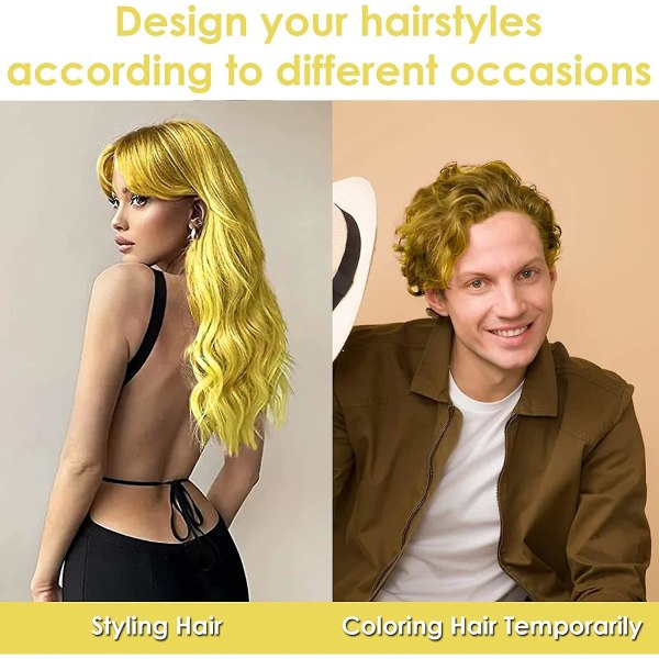 Midlertidig hårvoksfarge, gull hårfarge, gull hårvoks hårstilfarge gjørme, hårsprayfarge for menn kvinner Øyeblikkelig styling