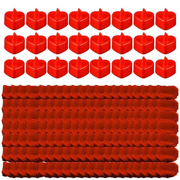 Alla hjärtans dag Romantisk Kväll för Hennes Set 24 st Flamlösa Romantiska LED-ljus med 2000 st Konstgjorda Rosblad, B
