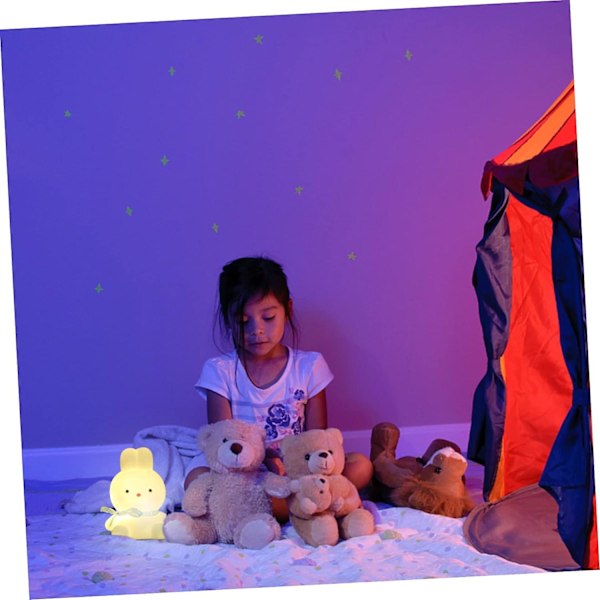 Nattlampa bordslampa LED dekorativ lampa LED bordslampa kanin bordslampa skrivbordsläslampa kanin dekoration plast blå kaninlampa söt lampa 8cm