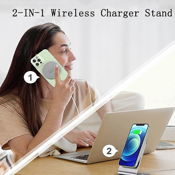 Trådløs lader kompatibel med MagSafe-lader, iPhone-lader, induktiv ladestasjon, magnetisk induksjonslader, trådløs hurtiglader