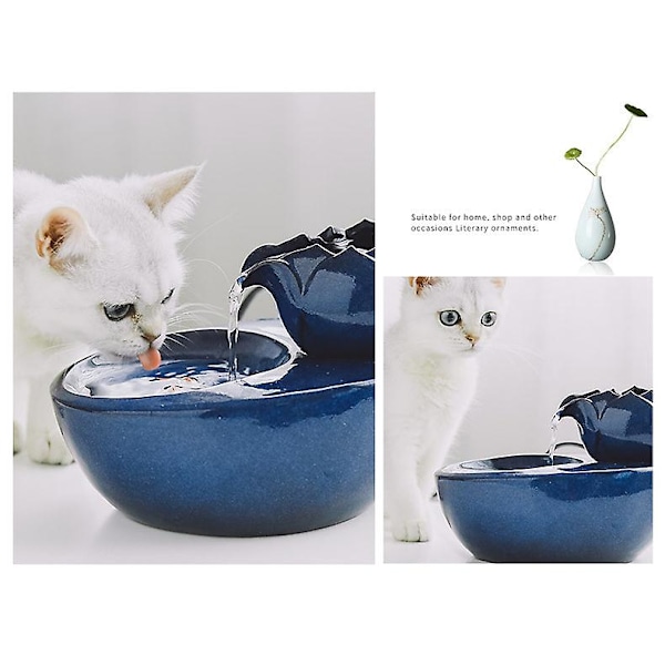 Kattfontän Keramisk Husdjursvatten Dispenser - Lotus Vertikal Katt Dricksfontän - Automatisk Cirkulationsfilter Vatten Hälsa Och Hygien Botten Med Sm