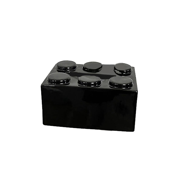 Byggklossar Tissue Box, Pappersnäsdukslåda Keramisk Tissue Box Ornament För Servett Ansiktspapper Handduk Svart
