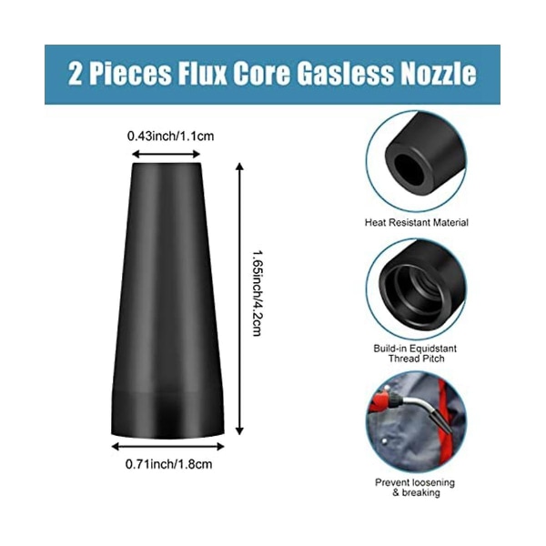 16 stk. Flux Core Gasløs Dysetips Sæt K3493-1, 0,035 tommer Kontakttips & Gasdiffusorer Med Century