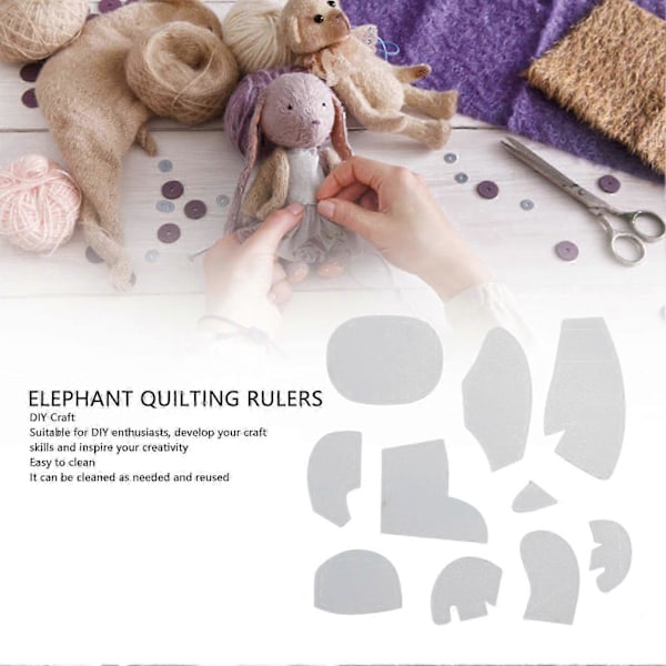 10 stk. Elefant Skabelon Lineal Sæt Akryl Quilting Skabelon Skæresæt til Syning Elefant Mønster Skabelon Hjemmesyning Kunst Håndværk 10 Tommer