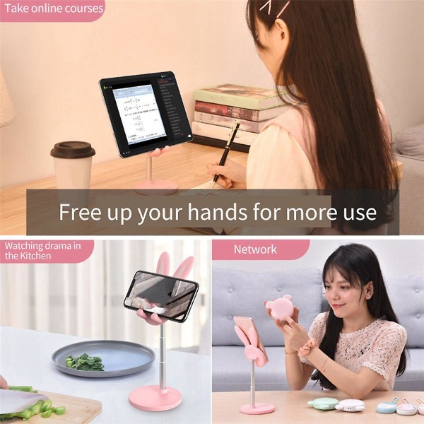 Matkapuhelinteline Pöytäkoneen metallimateriaali älypuhelimelle Tablet Kannettavan tietokoneen telineeseen, vaaleanpunainen