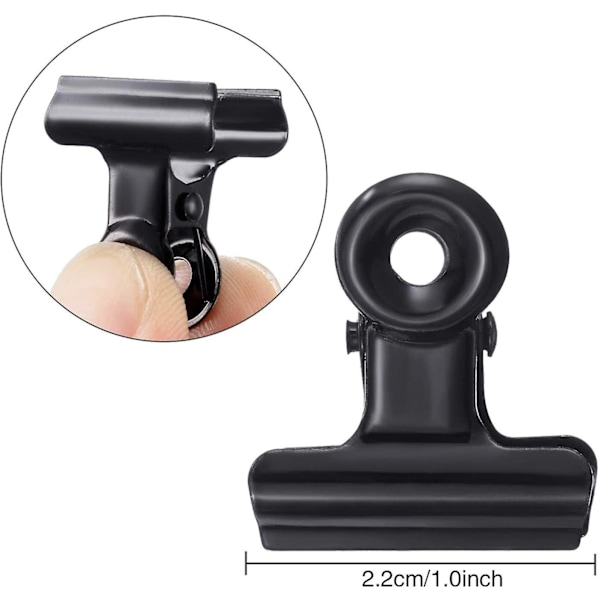 Metal hængsel mappe clips papir penge binder klemmer (sort, 30 stk.)