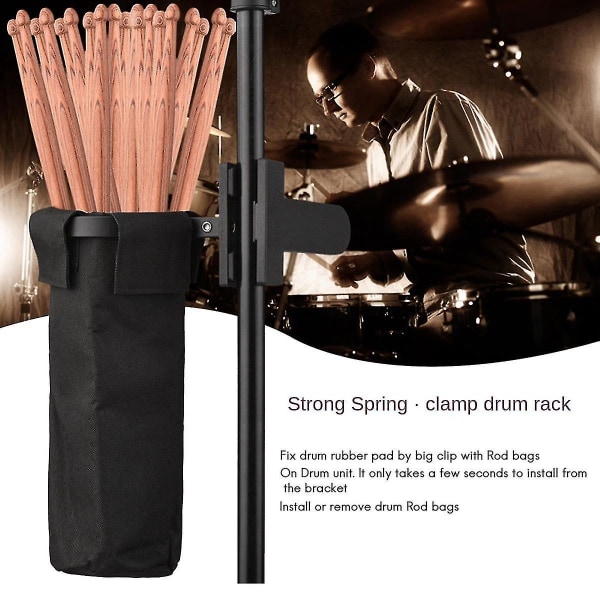 Trumstickshållare Trumstickspåse Trumsticksbehållarepåse Clamp Clip Stickhållare för cymbal/trumma/mus
