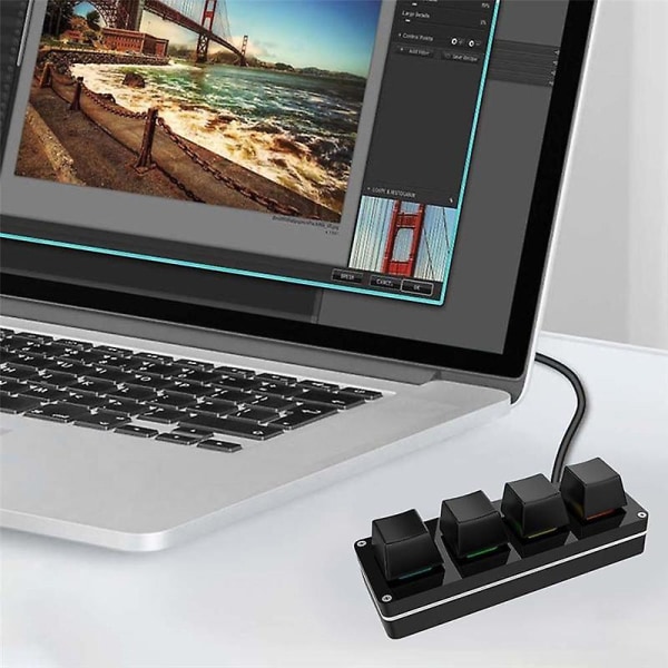 Rgb 4 taster Brugerdefineret tastatur Makroknap Gaming Programmerbart Mekanisk Hot Swap-tastatur til Photoshop