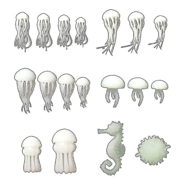 18 kpl Mini Jellyfish Resin Filler Epoksihartsi Mold Seahorse Pufferfish Täyte Malli Diy Cra