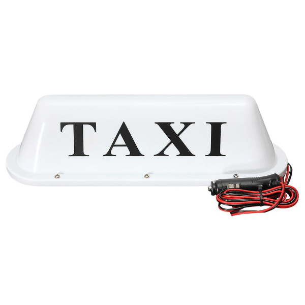 Hvid Vandtæt Taxa Magnetisk Base Tag Top Bil Cab LED Skilte Lys Lampe 12V PVC