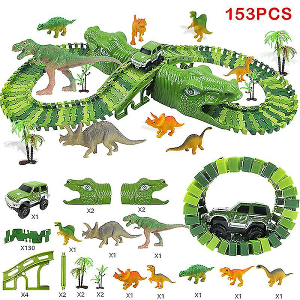 153 kpl Dinosaurus Rautatie Auto Rata Kilpailu Rata Lelut Salamavalo Auto Koulutus Uusi