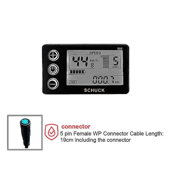 Ebike S866 LCD-displaymätare Elcykel 24v 36v 48v Kontrollpanel Med Vattentät Kontakt För Bb-yu