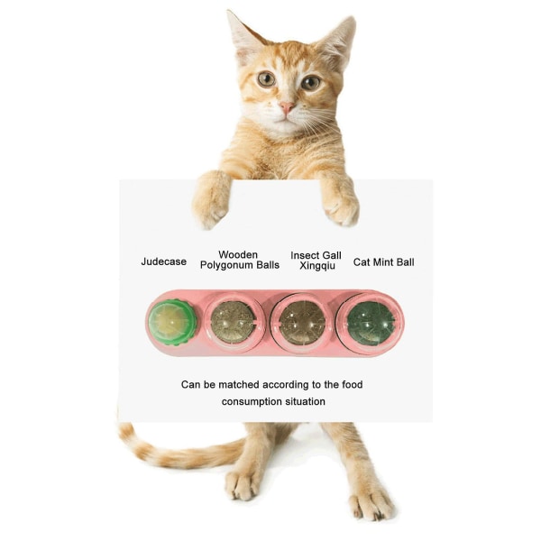 2023 Ny varm kattemynteball for katter Vegg, 4 pakke kattemynteleker, Silvervine-baller, spiselige leker for katteslikk, trygge sunne kattungetyggleker, tannrengjøring